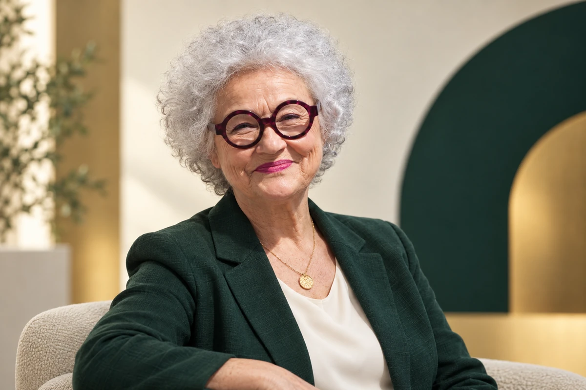 Portrait éditorial généré de Cora Tsouflidou