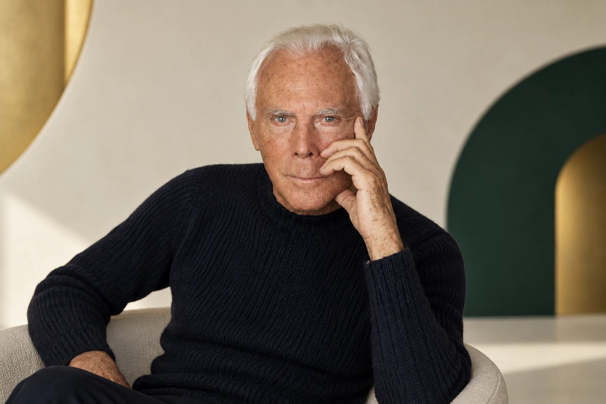 Portrait éditorial généré de Giorgio Armani