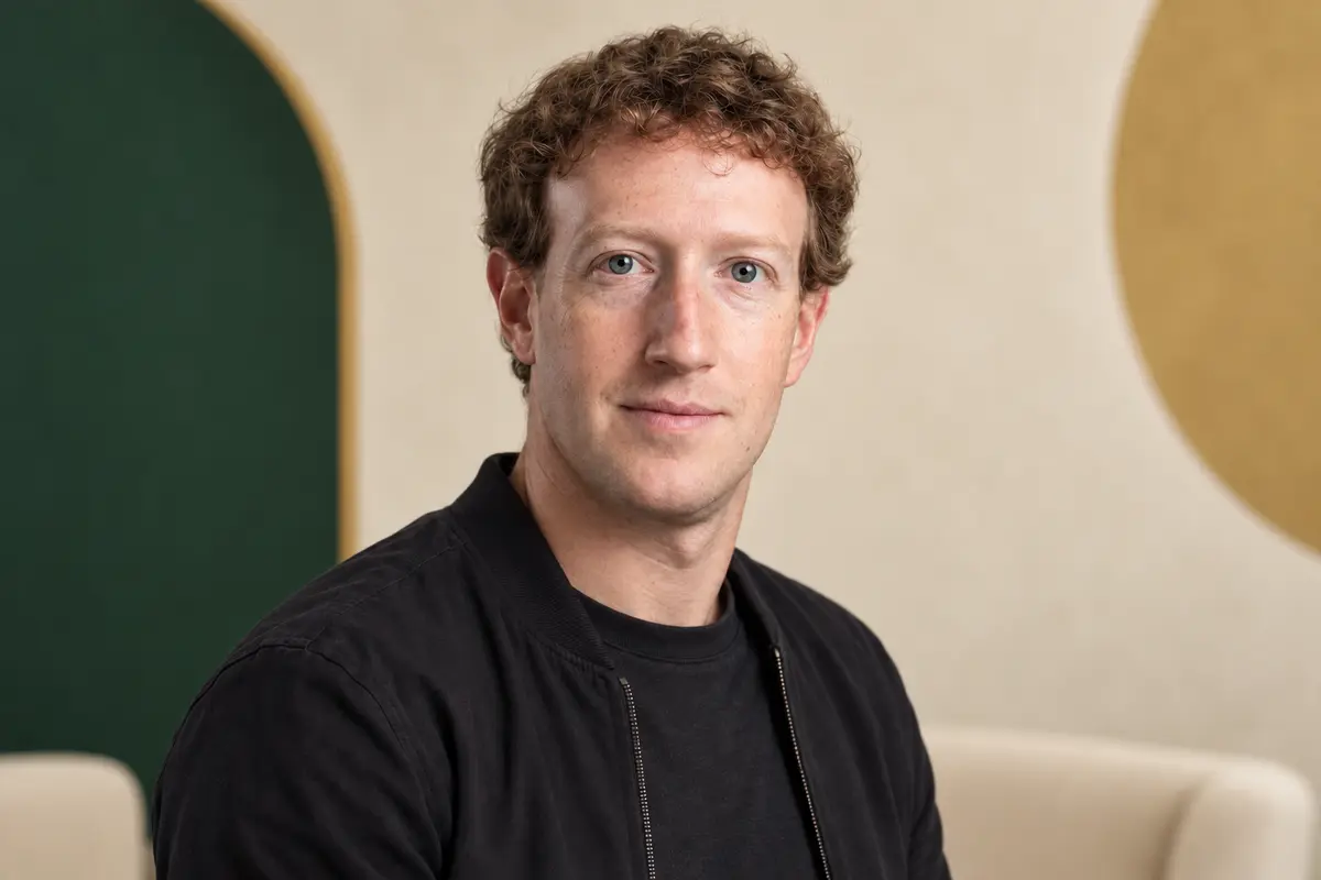 Portrait éditorial généré de Mark Zuckerberg