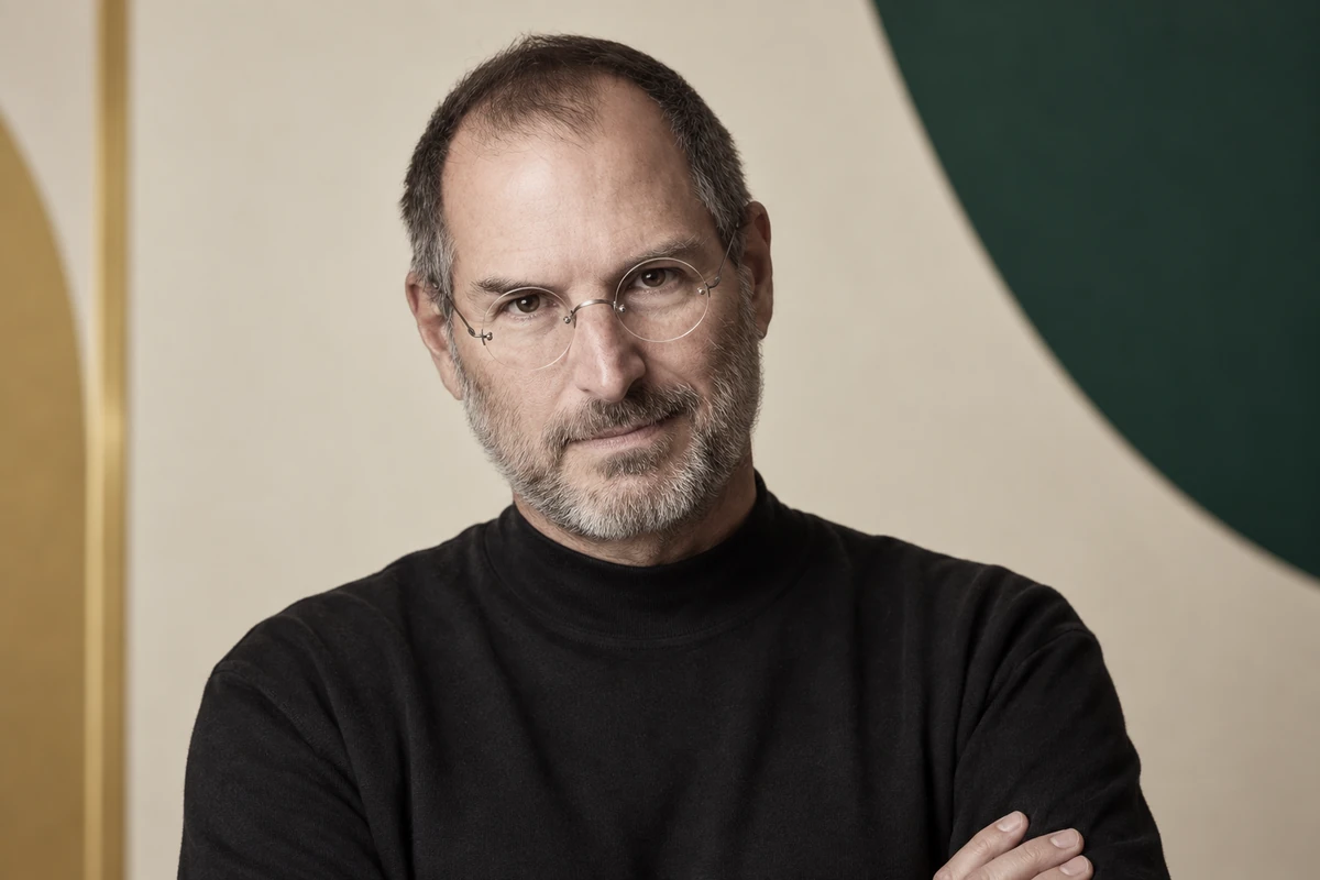 Portrait éditorial généré de Steve Jobs